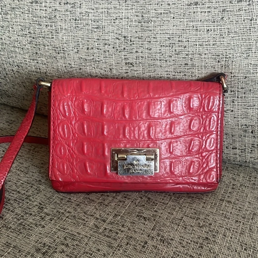 Kate Spade Leather Red Alligator Small Crossbody
